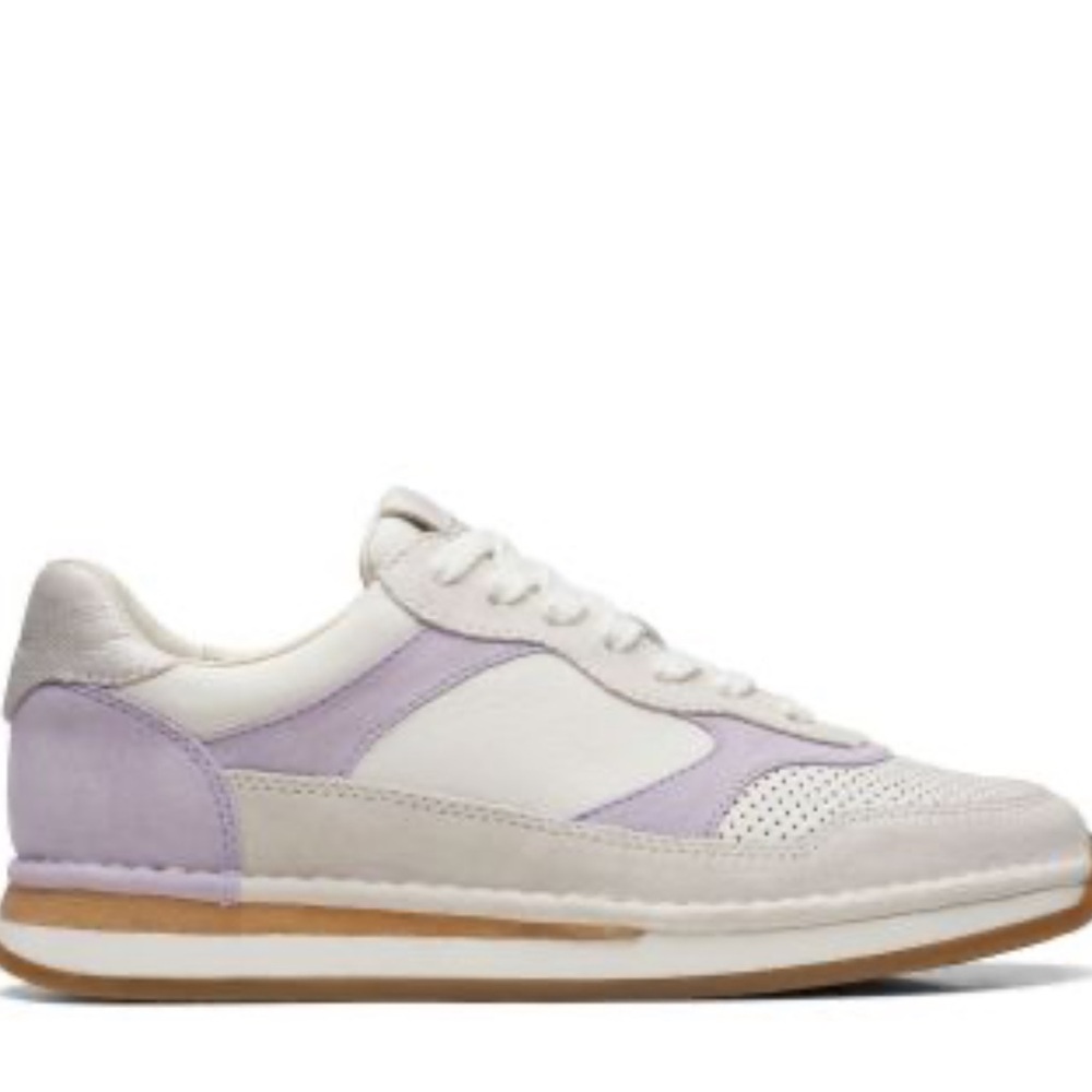Clarks Women's CraftRun Tor Lavender and White Leather Suede Sneaker (8.5)